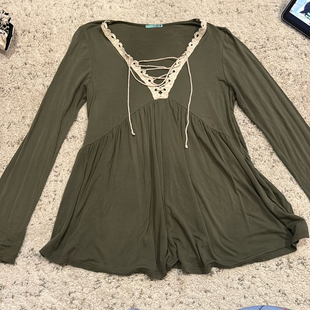 Olive green P.S. Kate shirt.